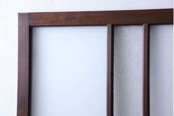 和製アンティーク　色ガラス入り　大正ロマンの雰囲気漂うガラス戸(引き戸、建具)2枚組