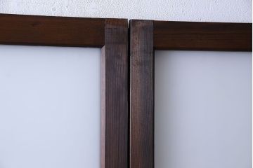 和製アンティーク　色ガラス入り　大正ロマンの雰囲気漂うガラス戸(引き戸、建具)2枚組