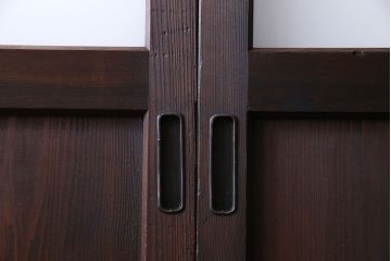 和製アンティーク　色ガラス入り　大正ロマンの雰囲気漂うガラス戸(引き戸、建具)2枚組