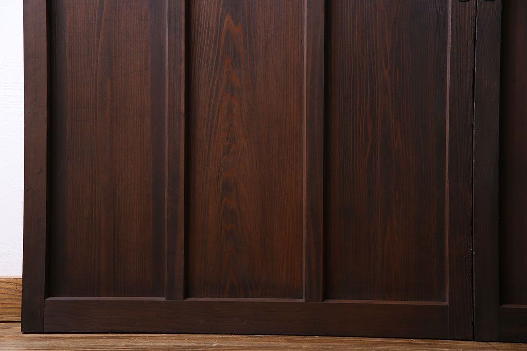 和製アンティーク　色ガラス入り　大正ロマンの雰囲気漂うガラス戸(引き戸、建具)2枚組