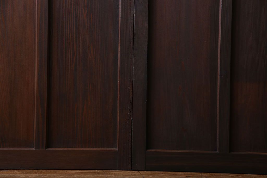 和製アンティーク　色ガラス入り　大正ロマンの雰囲気漂うガラス戸(引き戸、建具)2枚組