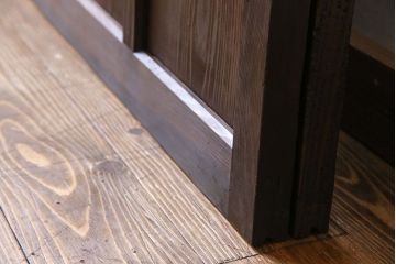 和製アンティーク　色ガラス入り　大正ロマンの雰囲気漂うガラス戸(引き戸、建具)2枚組