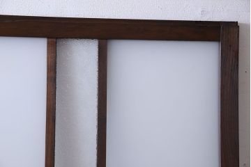 和製アンティーク　色ガラス入り　大正ロマンの雰囲気漂うガラス戸(引き戸、建具)2枚組