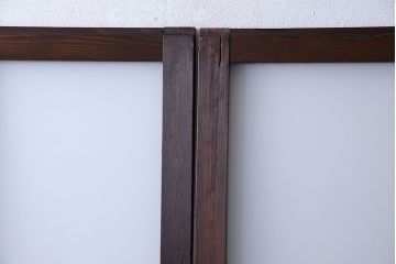 和製アンティーク　色ガラス入り　大正ロマンの雰囲気漂うガラス戸(引き戸、建具)2枚組