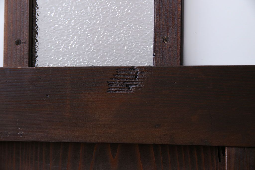 和製アンティーク　色ガラス入り　大正ロマンの雰囲気漂うガラス戸(引き戸、建具)2枚組