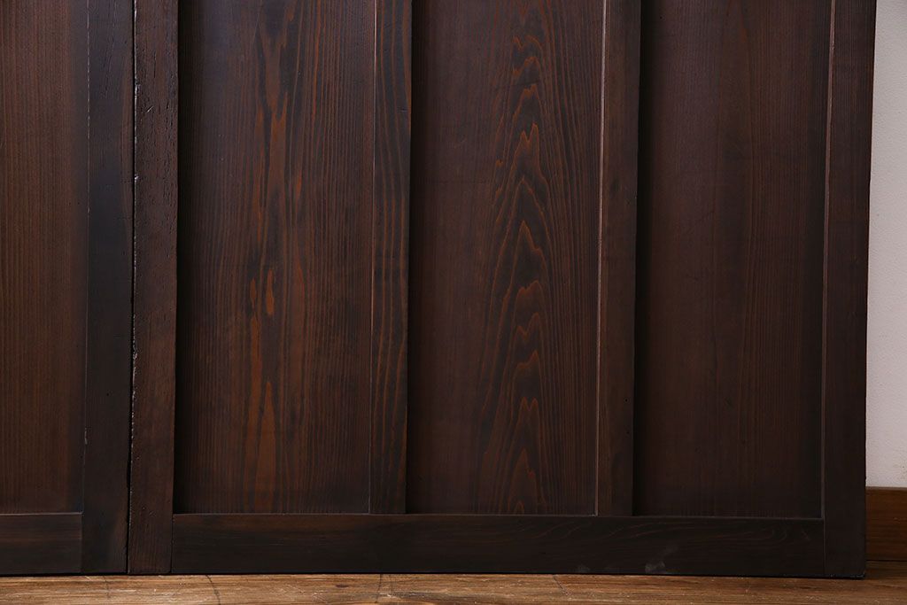 和製アンティーク　色ガラス入り　大正ロマンの雰囲気漂うガラス戸(引き戸、建具)2枚組