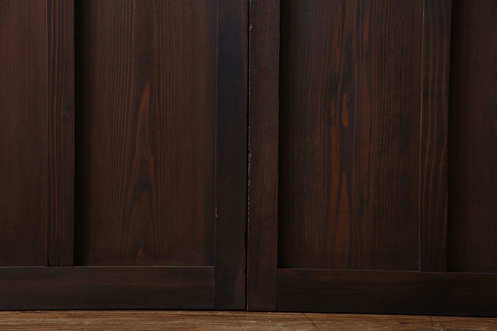 和製アンティーク　色ガラス入り　大正ロマンの雰囲気漂うガラス戸(引き戸、建具)2枚組