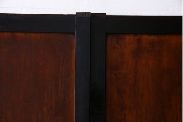 和製アンティーク　組子が目を引く　味わい深い風合いの帯戸(ガラス帯戸、板戸、引き戸、建具)4枚組