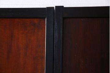 和製アンティーク　組子が目を引く　味わい深い風合いの帯戸(ガラス帯戸、板戸、引き戸、建具)4枚組