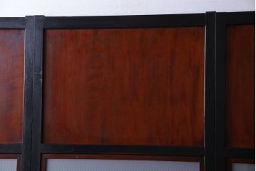 和製アンティーク　組子が目を引く　味わい深い風合いの帯戸(ガラス帯戸、板戸、引き戸、建具)4枚組