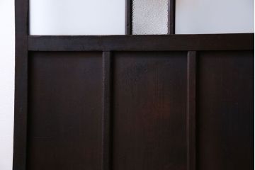 大正ロマン　色ガラス入りのアンティークガラス戸(引き戸、建具)2枚セット