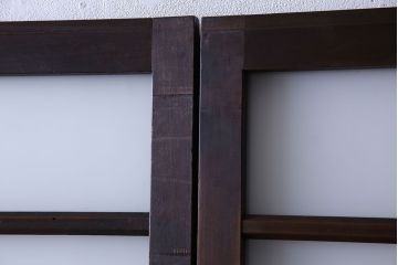 大正ロマン　色ガラス入りのアンティークガラス戸(引き戸、建具)2枚セット