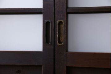 大正ロマン　色ガラス入りのアンティークガラス戸(引き戸、建具)2枚セット