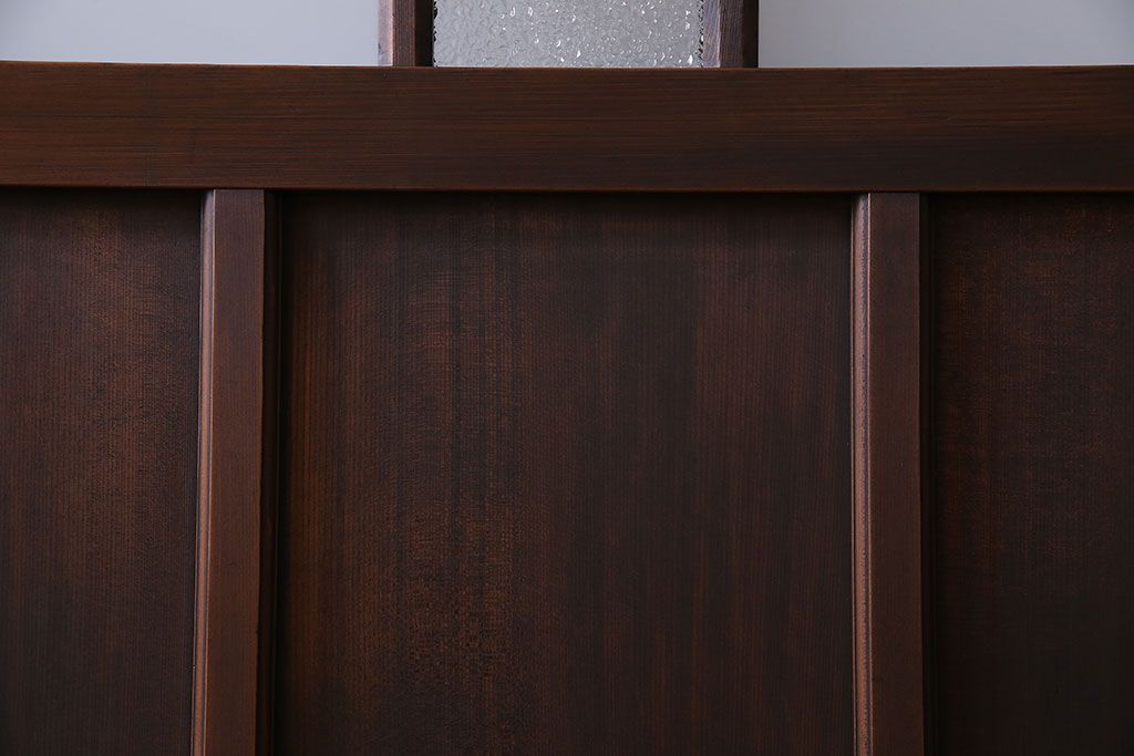 大正ロマン　色ガラス入りのアンティークガラス戸(引き戸、建具)2枚セット