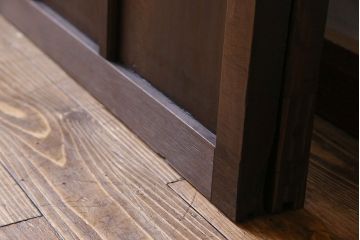 大正ロマン　色ガラス入りのアンティークガラス戸(引き戸、建具)2枚セット