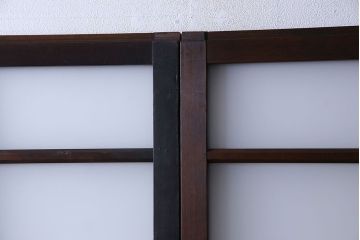 大正ロマン　色ガラス入りのアンティークガラス戸(引き戸、建具)2枚セット