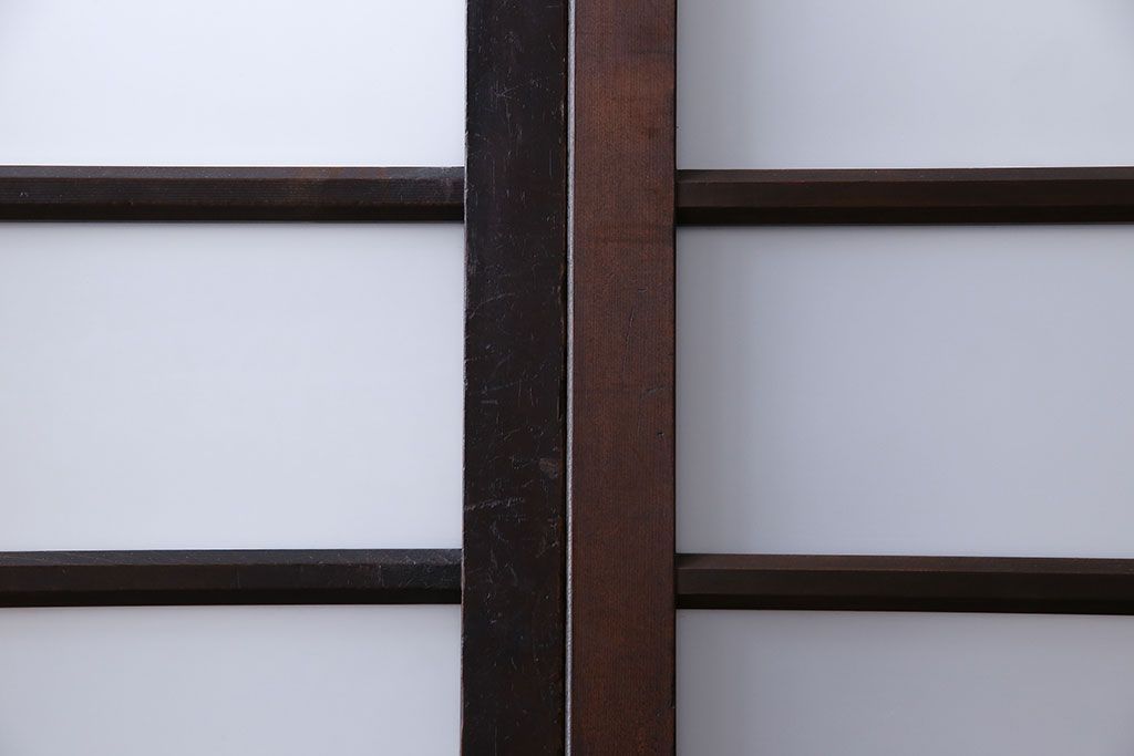 大正ロマン　色ガラス入りのアンティークガラス戸(引き戸、建具)2枚セット