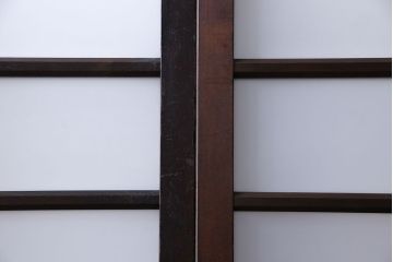 大正ロマン　色ガラス入りのアンティークガラス戸(引き戸、建具)2枚セット