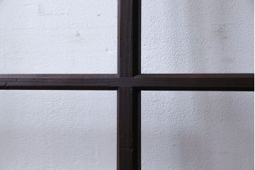 和モダンな古い木製のアンティークガラス戸(引き戸、建具、窓)2枚セット