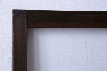 和モダンな古い木製のアンティークガラス戸(引き戸、建具、窓)2枚セット