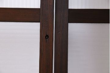 レトロガラス入り!濃い色合いの木製ガラス戸(窓、引き戸)4枚セット