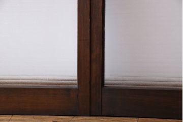 レトロガラス入り!濃い色合いの木製ガラス戸(窓、引き戸)4枚セット