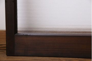 レトロガラス入り!濃い色合いの木製ガラス戸(窓、引き戸)4枚セット