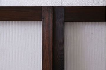 レトロガラス入り!濃い色合いの木製ガラス戸(窓、引き戸)4枚セット