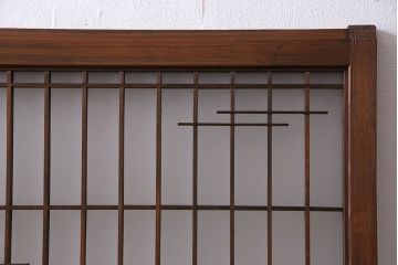 昭和期　すりガラス使用　富士の図柄が味わい深い組子のガラス戸(窓、書院戸)2枚組