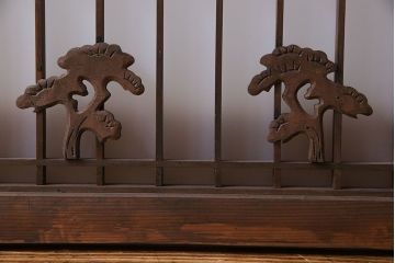 昭和期　すりガラス使用　富士の図柄が味わい深い組子のガラス戸(窓、書院戸)2枚組