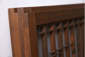 昭和期　すりガラス使用　富士の図柄が味わい深い組子のガラス戸(窓、書院戸)2枚組