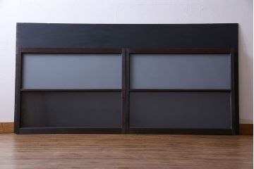 和製アンティーク　2種のガラスがアクセントのシンプルなガラス戸(窓、引き戸、建具)2枚組