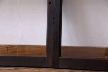 和製アンティーク　2種のガラスがアクセントのシンプルなガラス戸(窓、引き戸、建具)2枚組