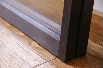 和製アンティーク　2種のガラスがアクセントのシンプルなガラス戸(窓、引き戸、建具)2枚組