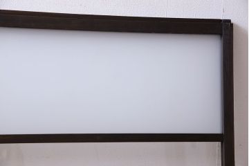 和製アンティーク　2種のガラスがアクセントのシンプルなガラス戸(窓、引き戸、建具)2枚組