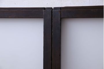 和製アンティーク　2種のガラスがアクセントのシンプルなガラス戸(窓、引き戸、建具)2枚組