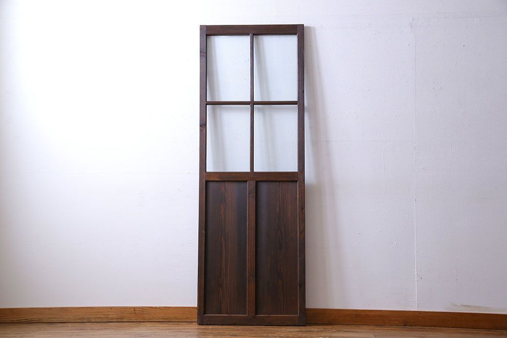 和製アンティーク　味わいのある風合いの細身のガラス戸(引き戸、建具)