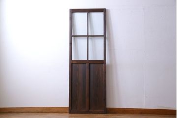和製アンティーク　味わいのある風合いの細身のガラス戸(引き戸、建具)