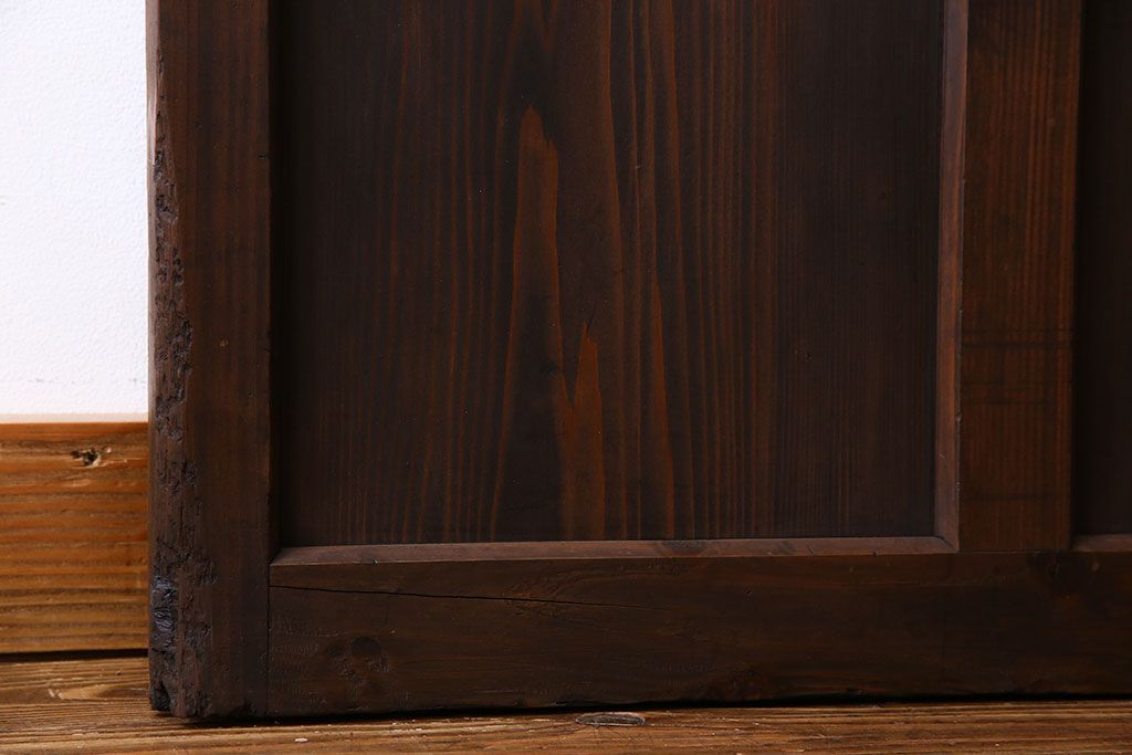 和製アンティーク　味わいのある風合いの細身のガラス戸(引き戸、建具)