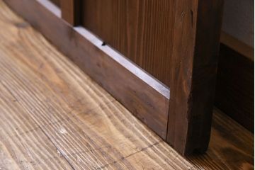 和製アンティーク　味わいのある風合いの細身のガラス戸(引き戸、建具)