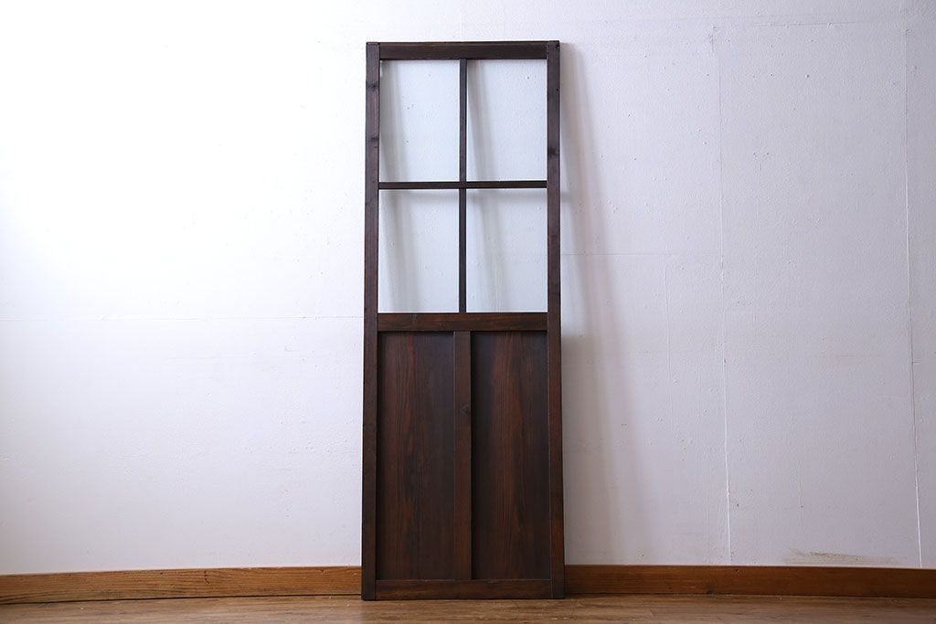 和製アンティーク　味わいのある風合いの細身のガラス戸(引き戸、建具)