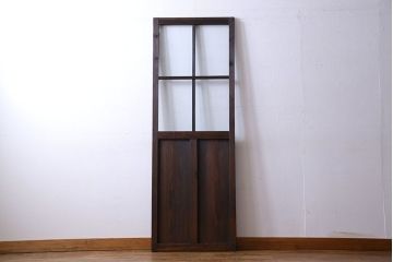 和製アンティーク　味わいのある風合いの細身のガラス戸(引き戸、建具)