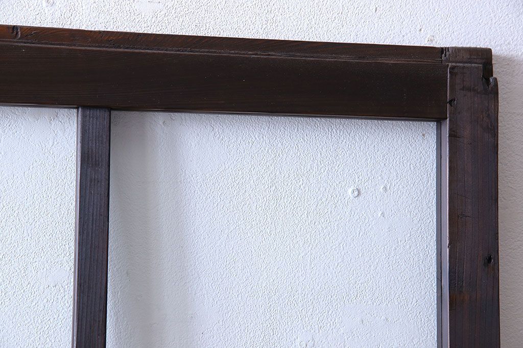 和製アンティーク　味わいのある風合いの細身のガラス戸(引き戸、建具)