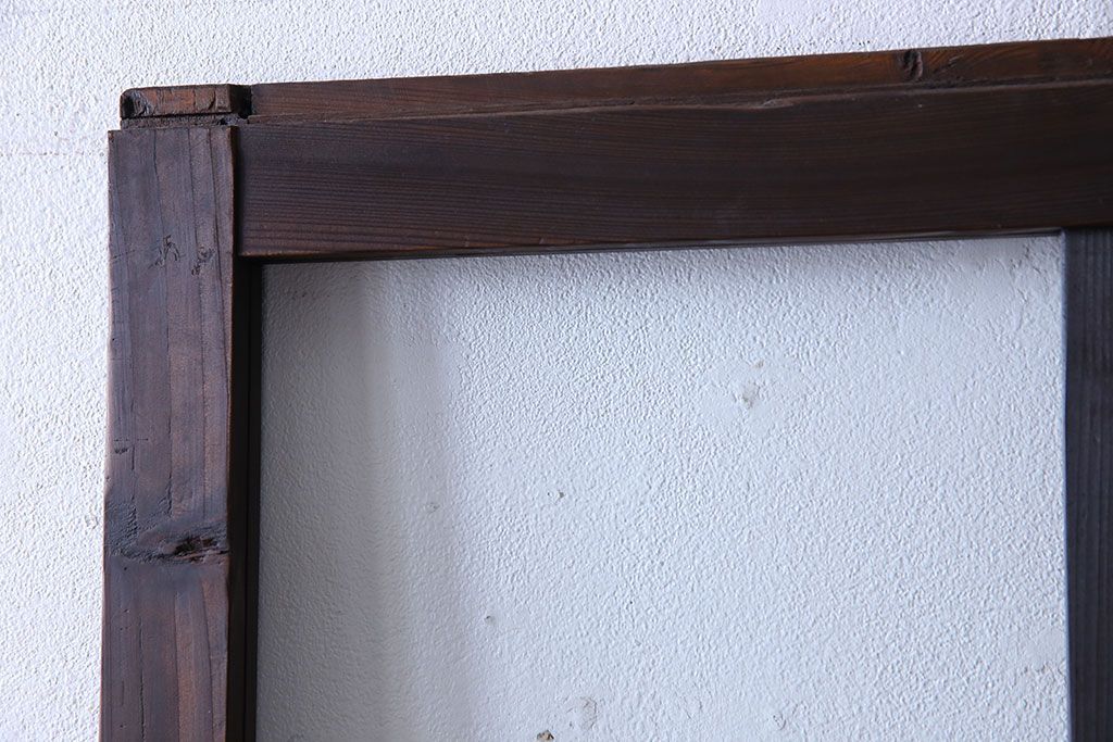 和製アンティーク　味わいのある風合いの細身のガラス戸(引き戸、建具)