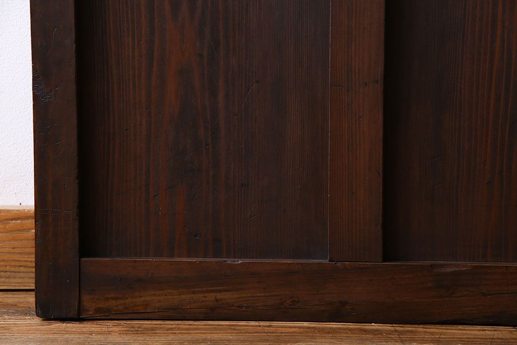 和製アンティーク　味わいのある風合いの細身のガラス戸(引き戸、建具)