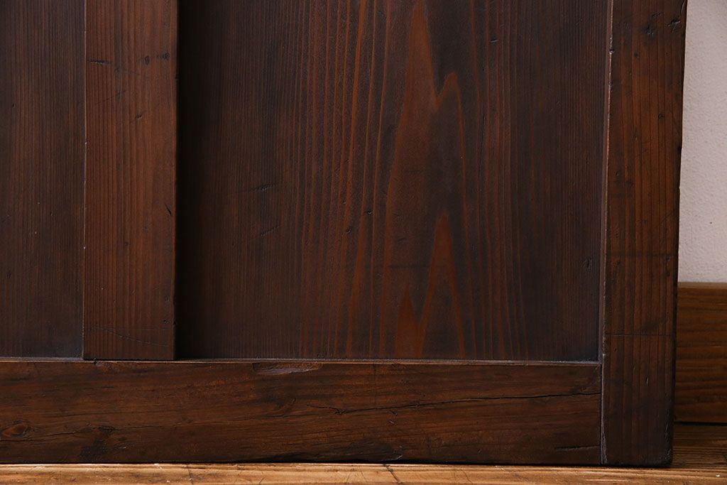 和製アンティーク　味わいのある風合いの細身のガラス戸(引き戸、建具)