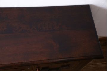 中古　松本民芸家具　デザインが印象的なD型サイドボード(収納棚)(定価43万円)