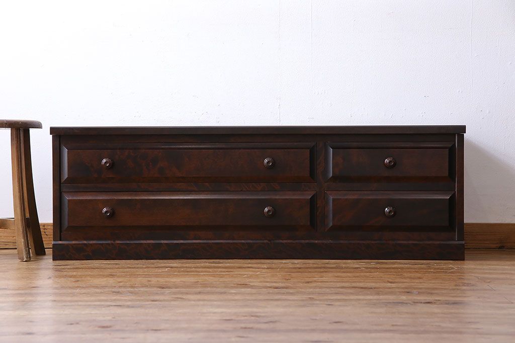 中古　北海道民芸家具　気品漂うベンチチェスト(ローボード、テレビボード)(定価18万円)