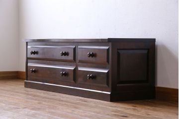 中古　北海道民芸家具　気品漂うベンチチェスト(ローボード、テレビボード)(定価18万円)