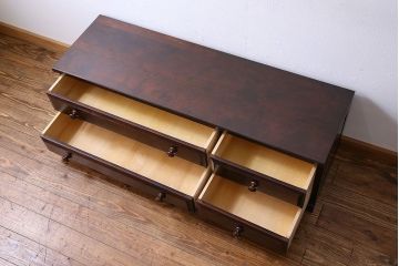 中古　北海道民芸家具　気品漂うベンチチェスト(ローボード、テレビボード)(定価18万円)